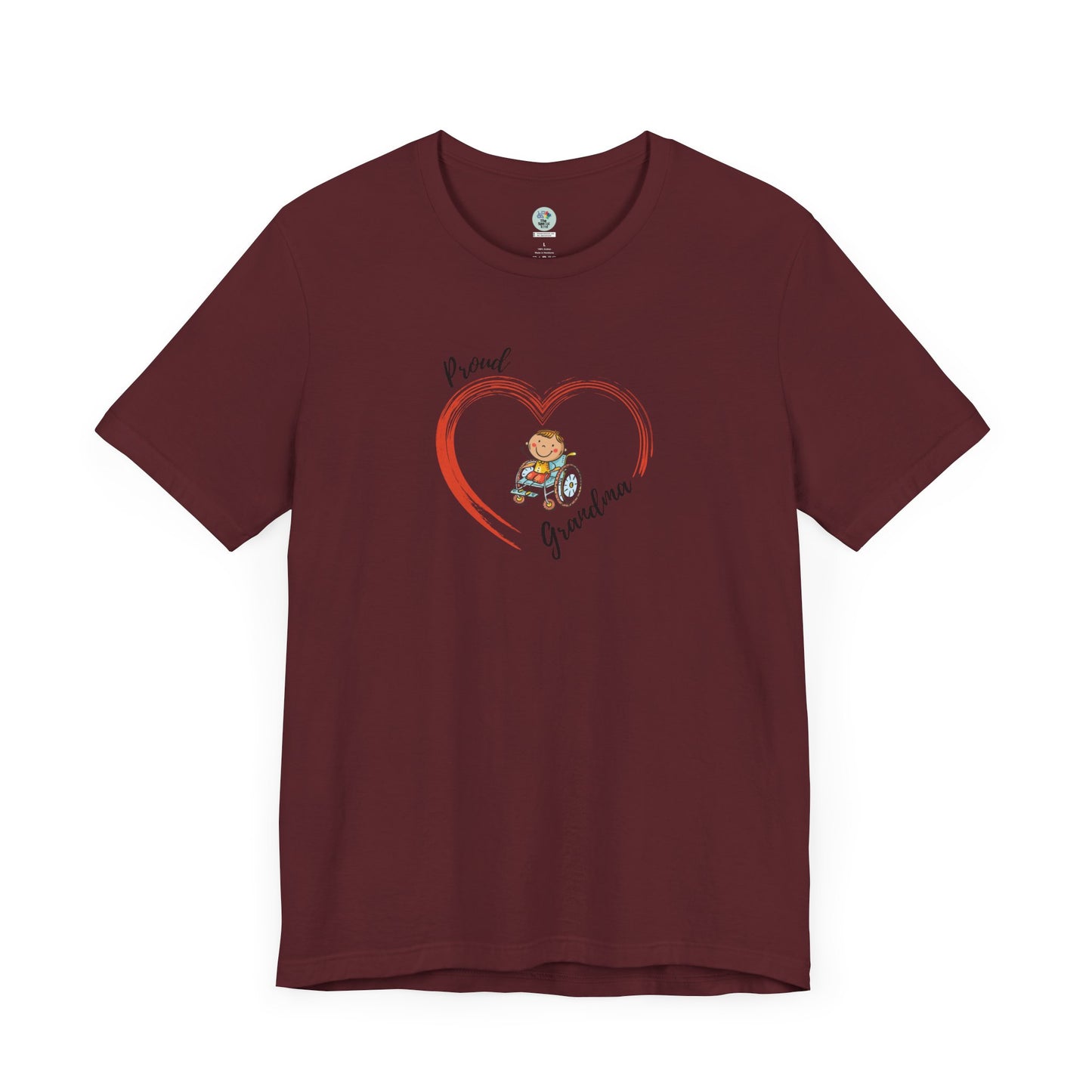 Proud Grandma - BOY on Wheelchair Short Sleeve T-Shirt for Awareness and Celebration - 9 colors