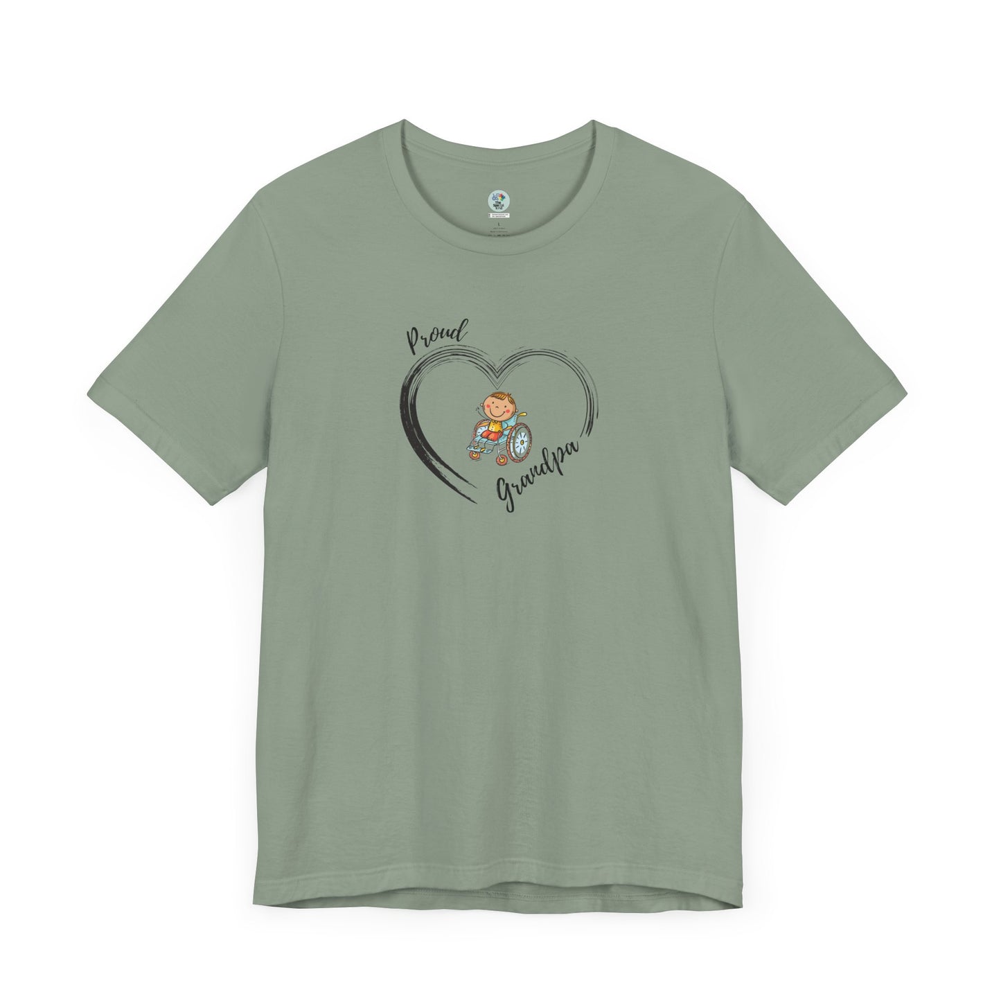 Proud Grandpa -BOY on Wheelchair Short Sleeve T-Shirt for Awareness and Celebration - 7 colors