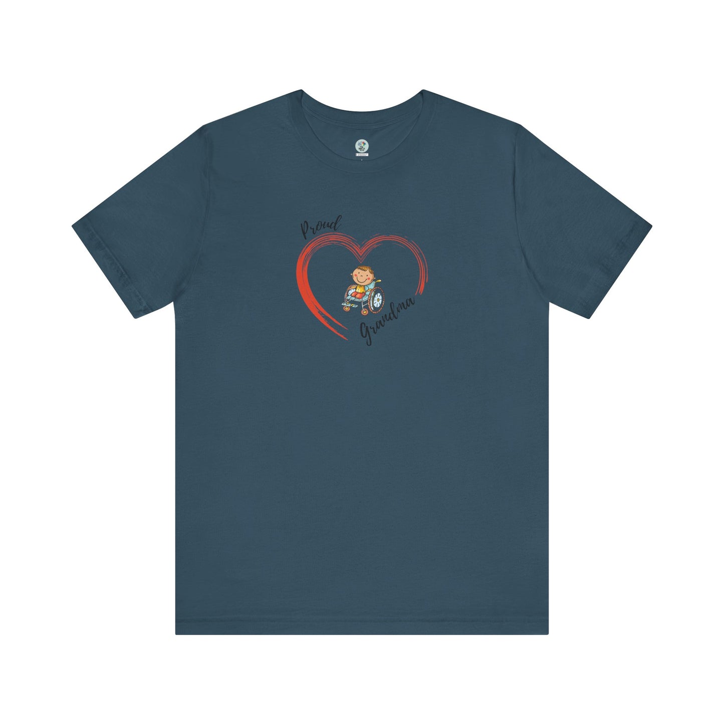 Proud Grandma - BOY on Wheelchair Short Sleeve T-Shirt for Awareness and Celebration - 9 colors