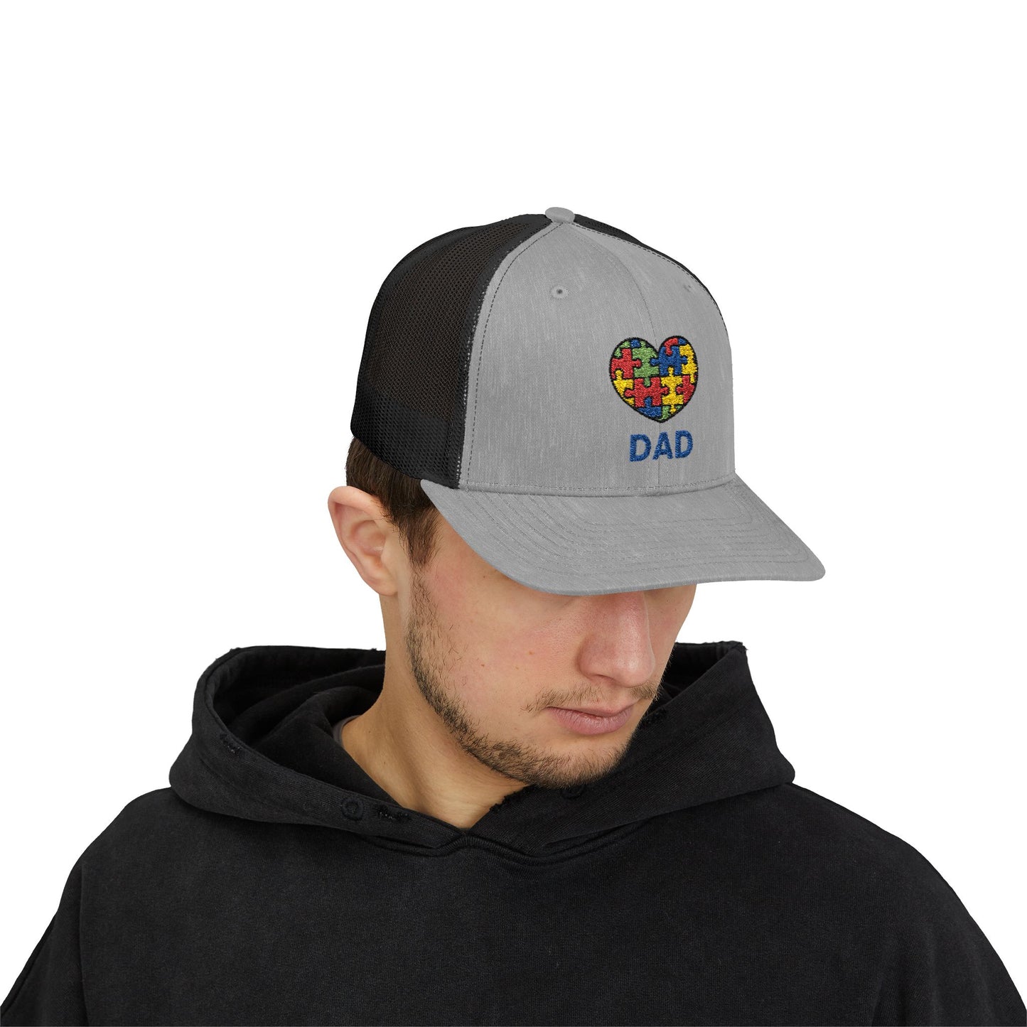 Austism DAD Snapback Cap | Gift for Dads, Father's Day Hat, Supportive Headwear, Autism Awareness Cap, Casual Everyday Wear - 7 colors