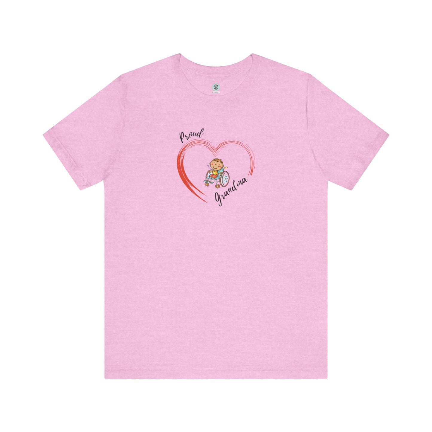 Proud Grandma - BOY on Wheelchair Short Sleeve T-Shirt for Awareness and Celebration - 9 colors
