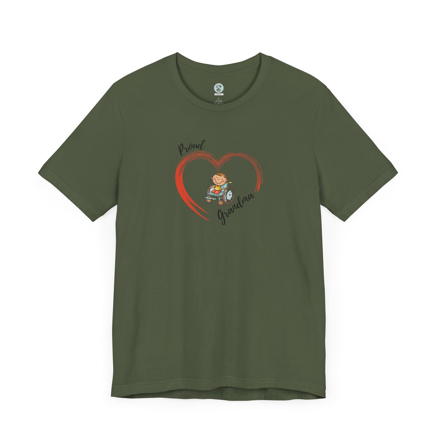 Proud Grandma - BOY on Wheelchair Short Sleeve T-Shirt for Awareness and Celebration - 9 colors