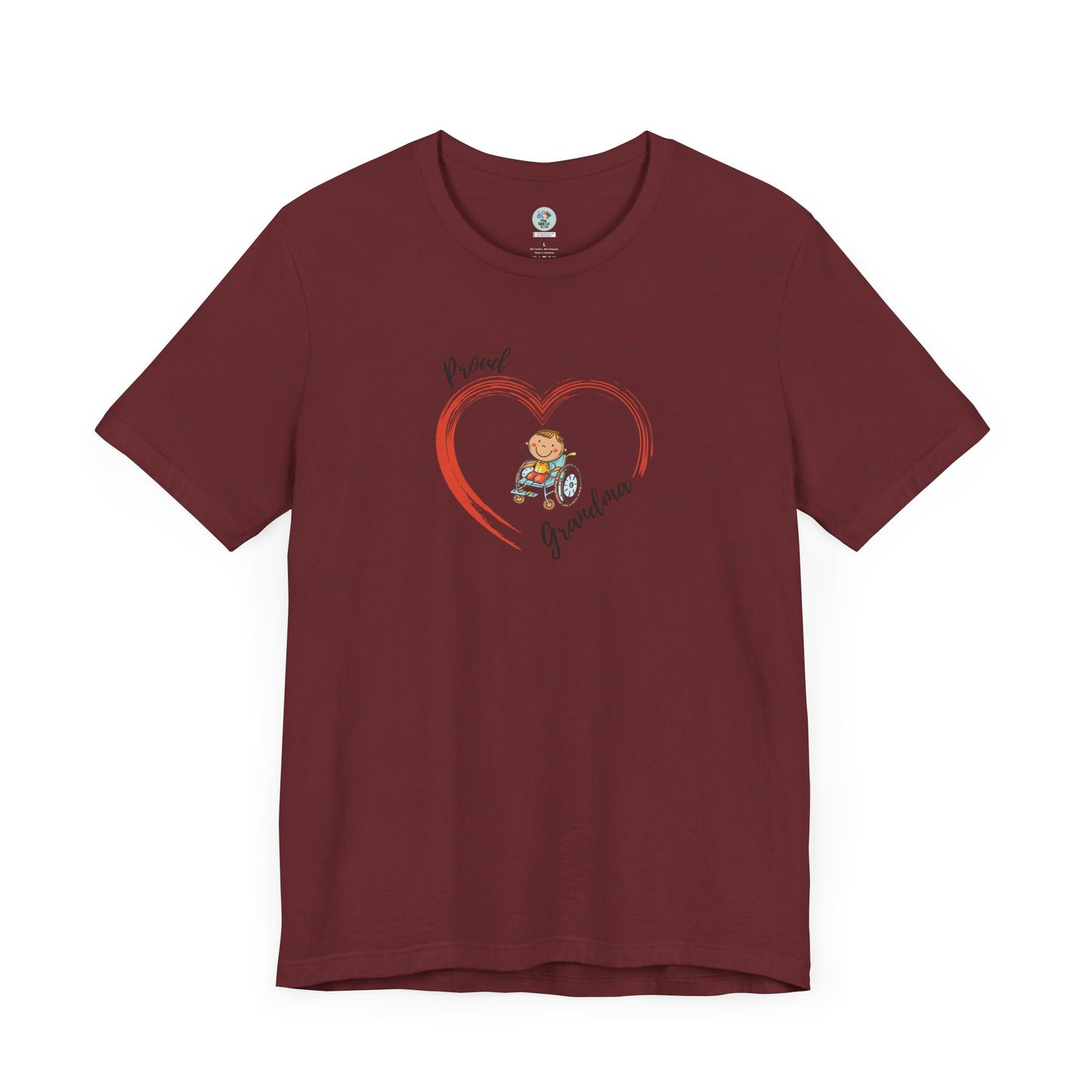 Proud Grandma - BOY on Wheelchair Short Sleeve T-Shirt for Awareness and Celebration - 9 colors