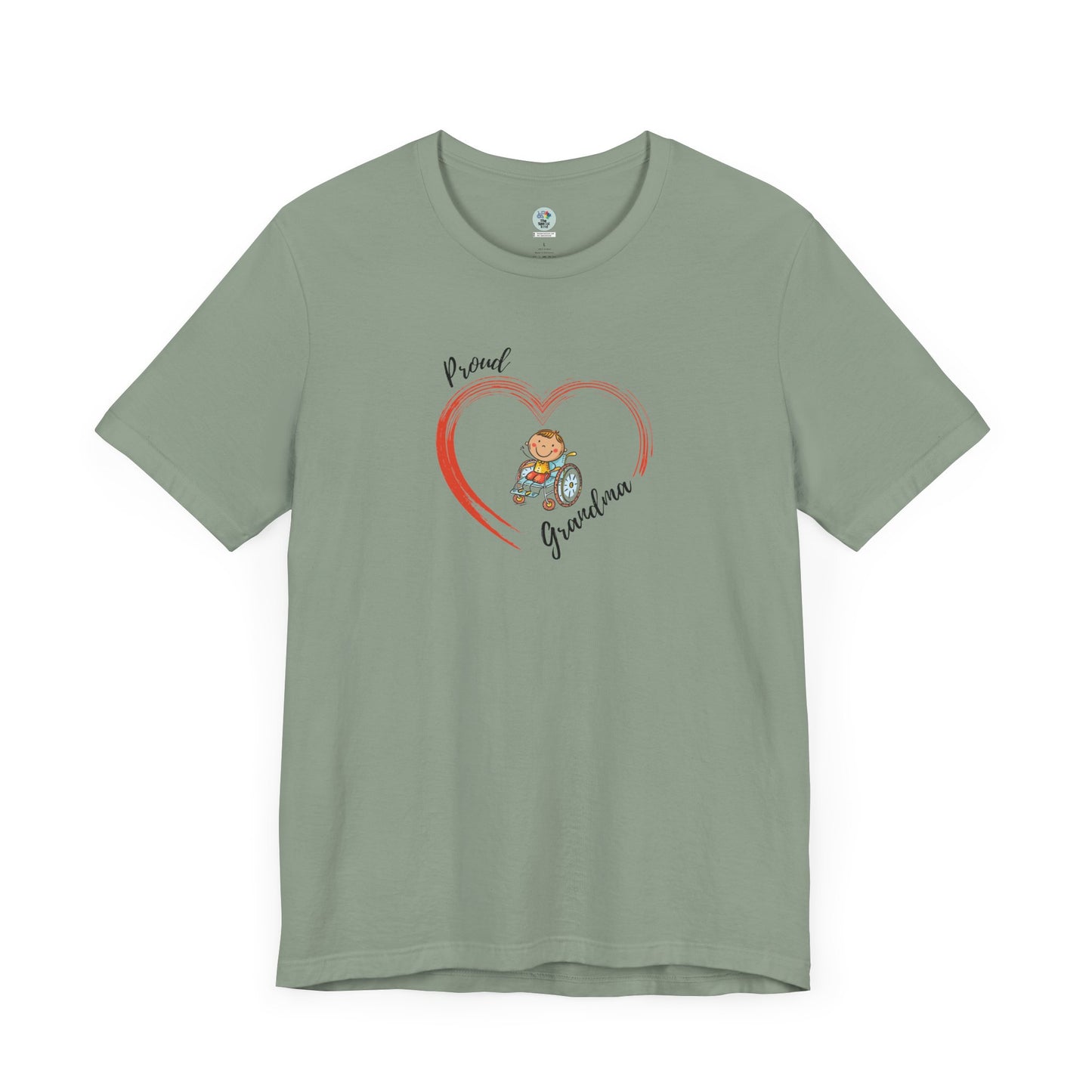 Proud Grandma - BOY on Wheelchair Short Sleeve T-Shirt for Awareness and Celebration - 9 colors