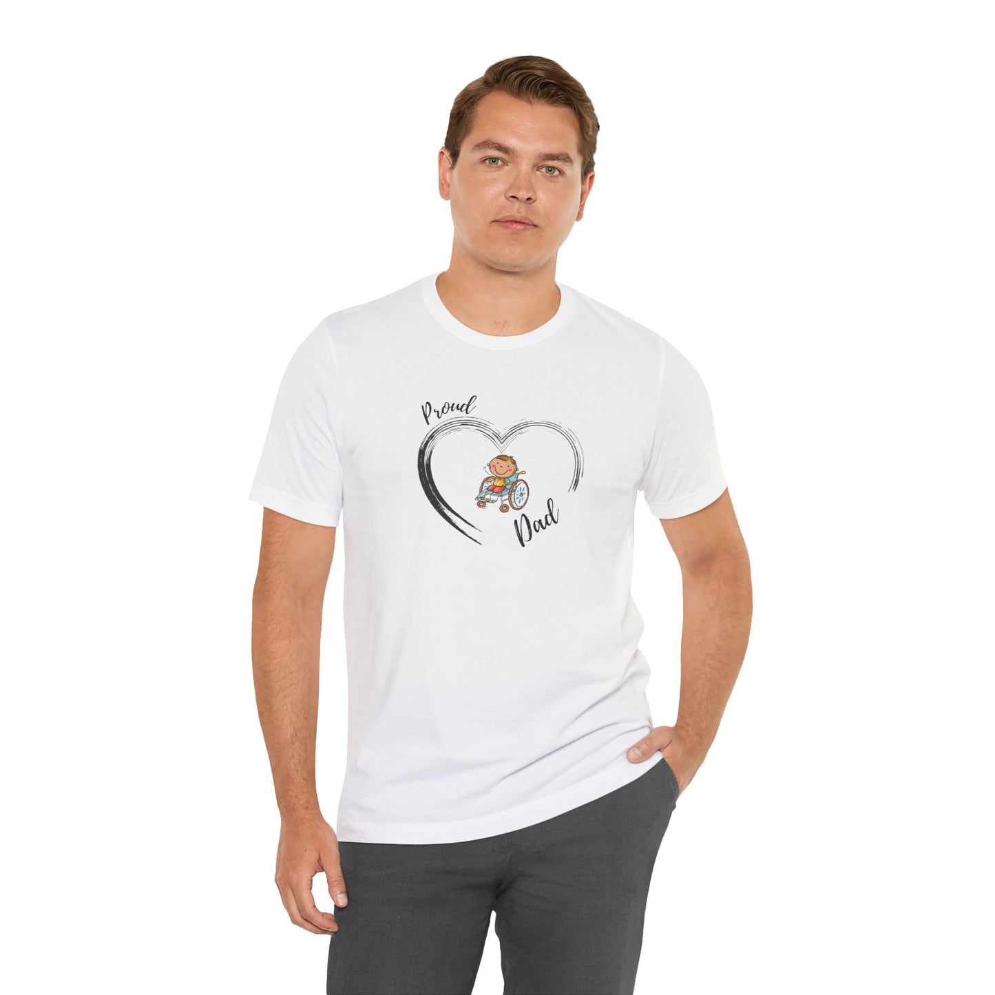 Proud DAD - BOY on Wheelchair T-Shirt for Awareness and Celebration - 7 colors