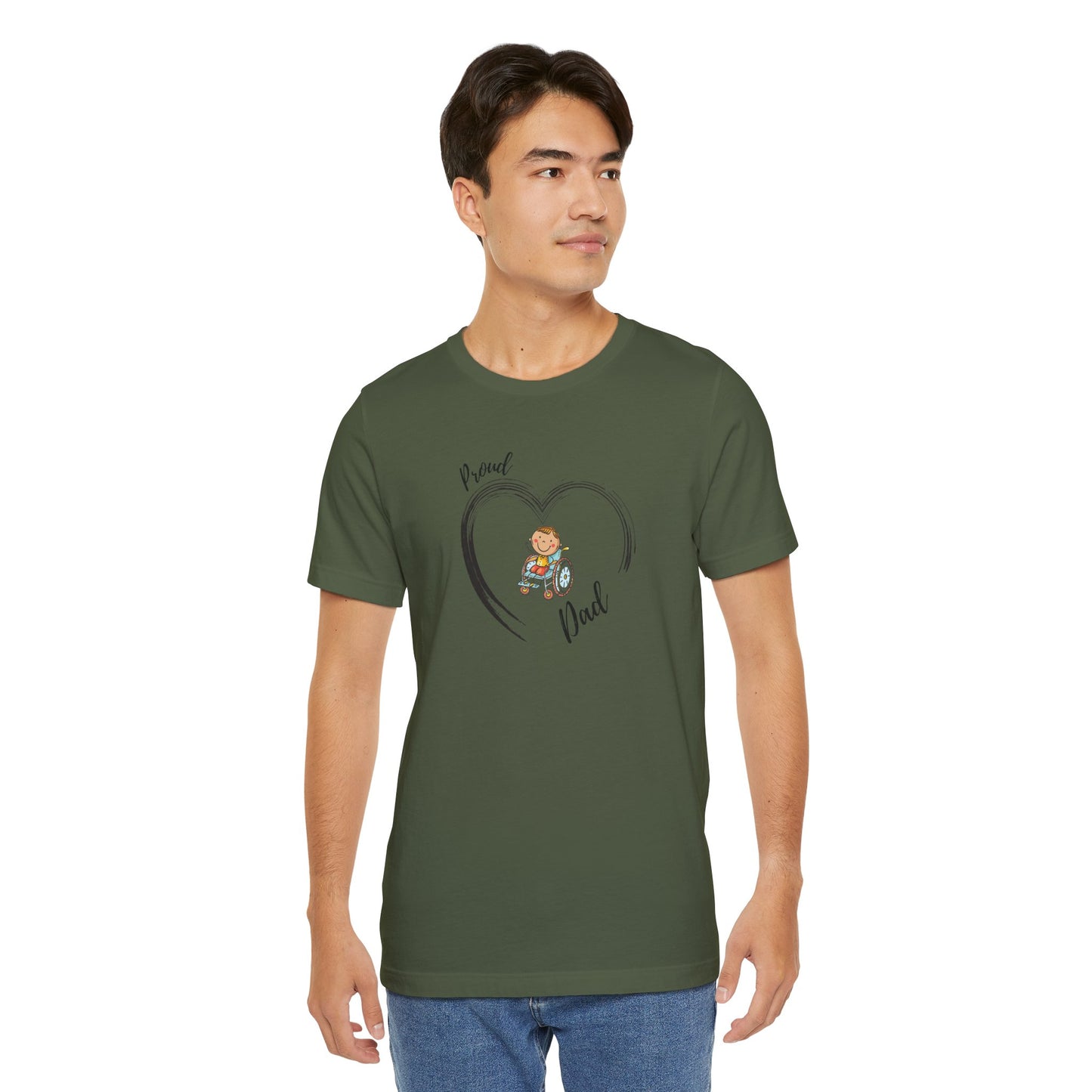 Proud DAD - BOY on Wheelchair T-Shirt for Awareness and Celebration - 7 colors