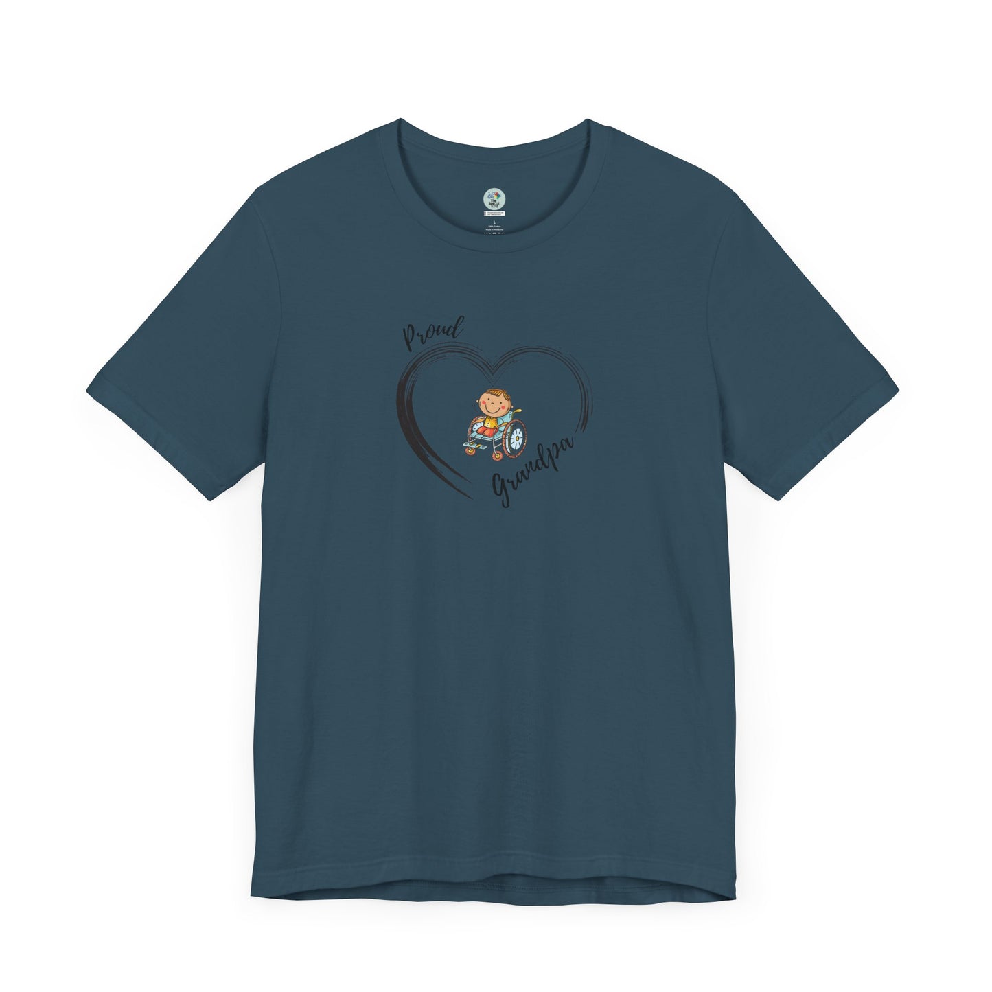 Proud Grandpa -BOY on Wheelchair Short Sleeve T-Shirt for Awareness and Celebration - 7 colors