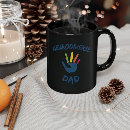 Neurodiverse Dad Black Mug - Perfect Gift for Dads, Autism Awareness, Coffee Lover, Unique Present, 11oz & 15oz