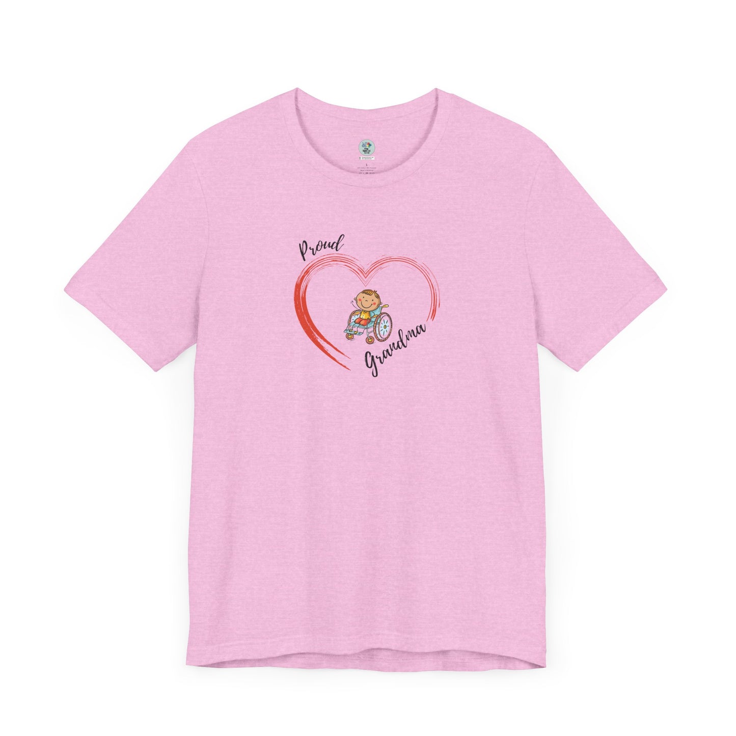 Proud Grandma - BOY on Wheelchair Short Sleeve T-Shirt for Awareness and Celebration - 9 colors