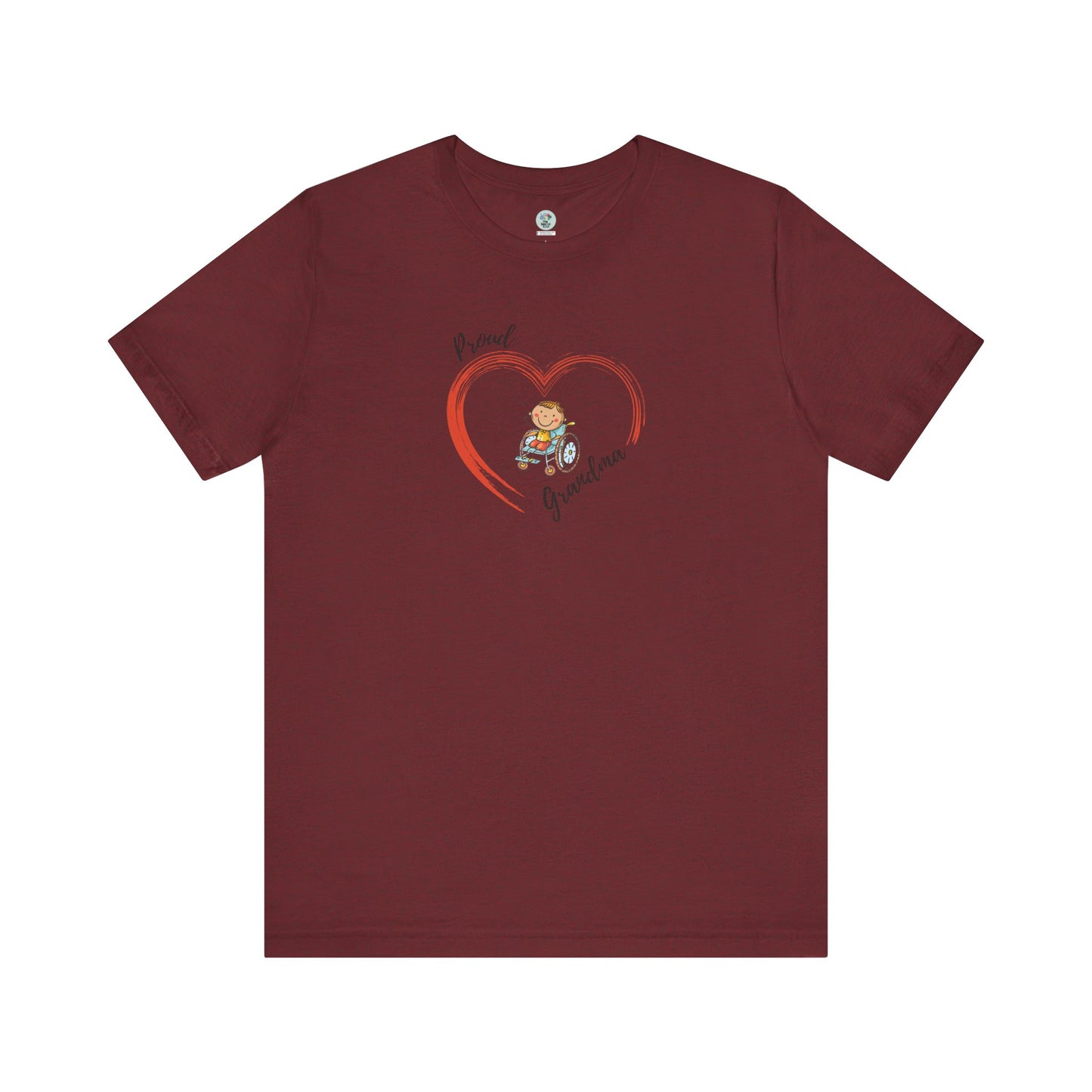 Proud Grandma - BOY on Wheelchair Short Sleeve T-Shirt for Awareness and Celebration - 9 colors