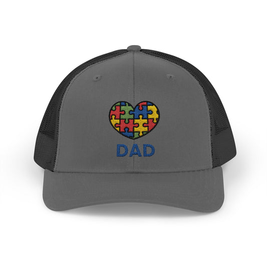 Austism DAD  Snapback Cap | Gift for Dads, Father's Day Hat, Supportive Headwear, Autism Awareness Cap, Casual Everyday Wear - 7 colors