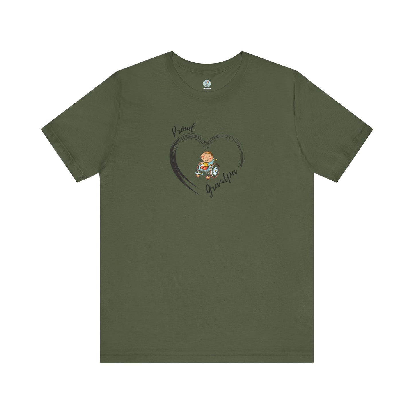 Proud Grandpa -BOY on Wheelchair Short Sleeve T-Shirt for Awareness and Celebration - 7 colors