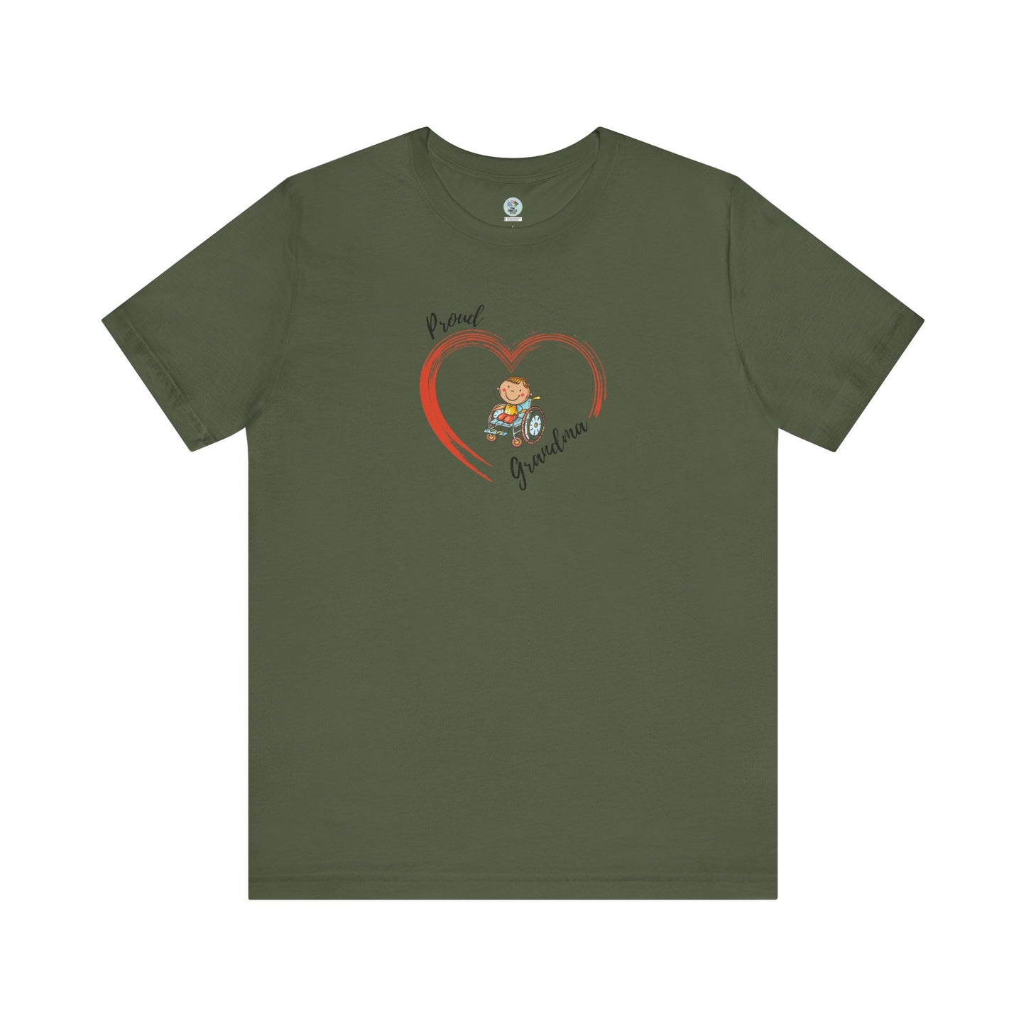 Proud Grandma - BOY on Wheelchair Short Sleeve T-Shirt for Awareness and Celebration - 9 colors