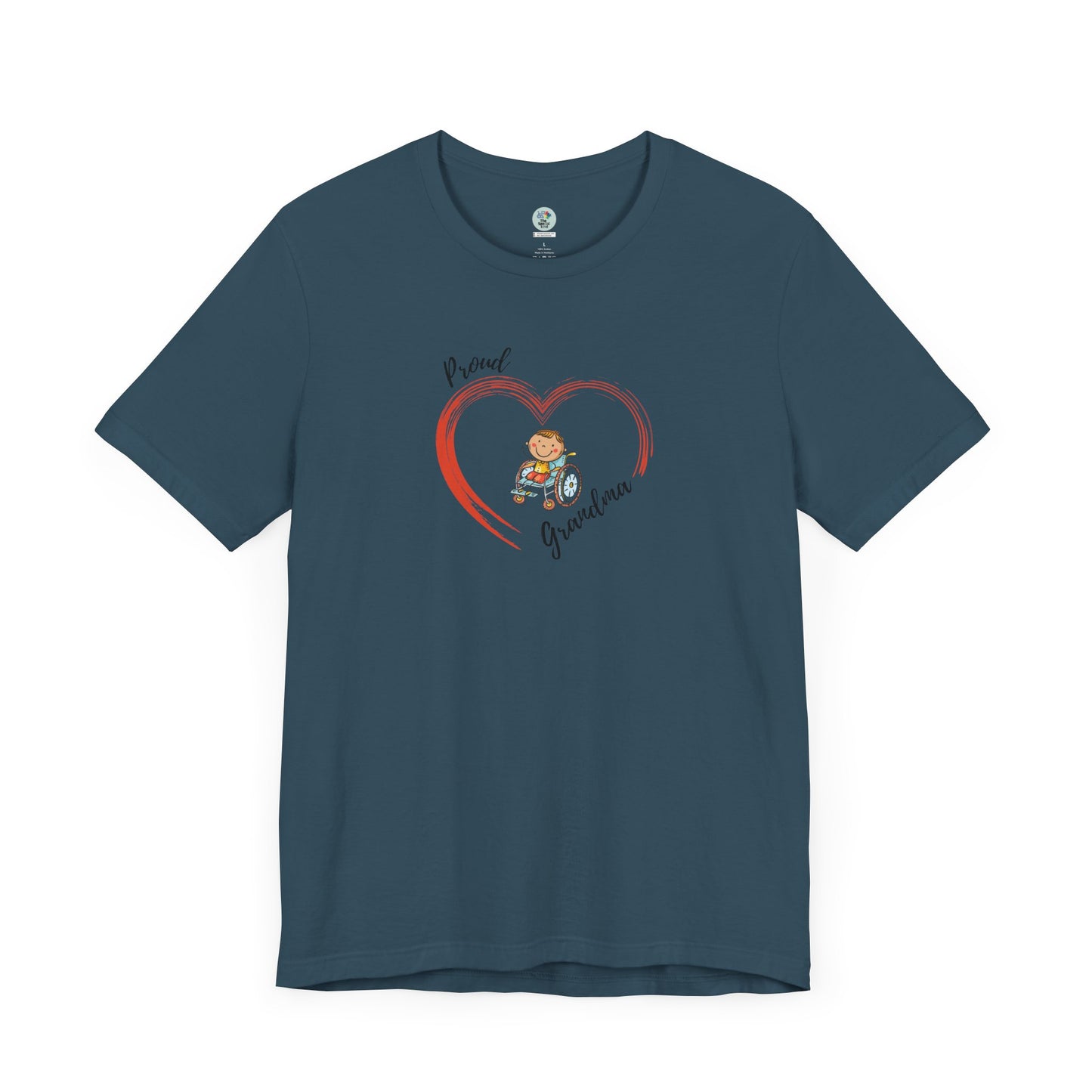 Proud Grandma - BOY on Wheelchair Short Sleeve T-Shirt for Awareness and Celebration - 9 colors