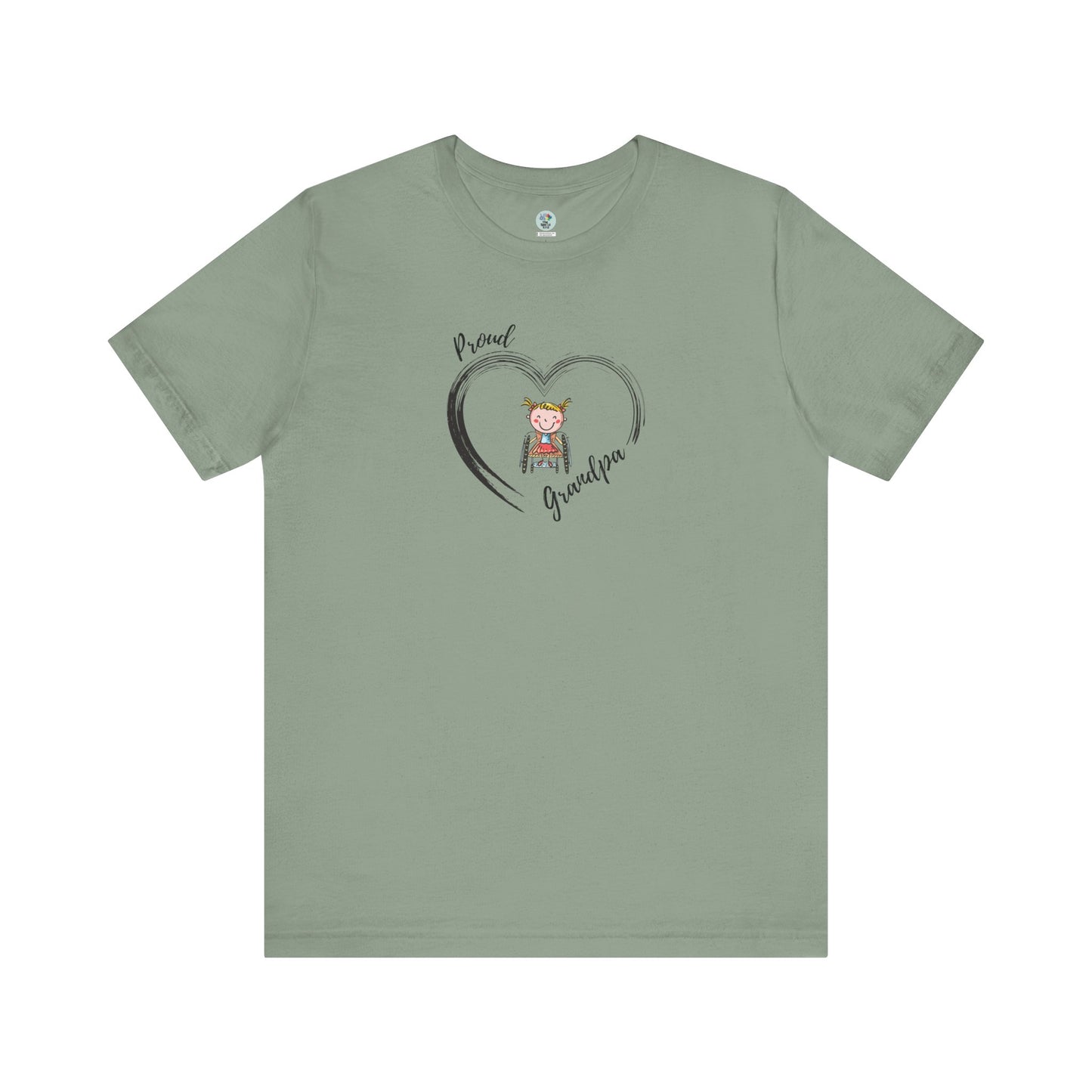 Proud Grandpa - GIRL on Wheelchair - T-Shirt for Awareness and Celebration - 7 colors