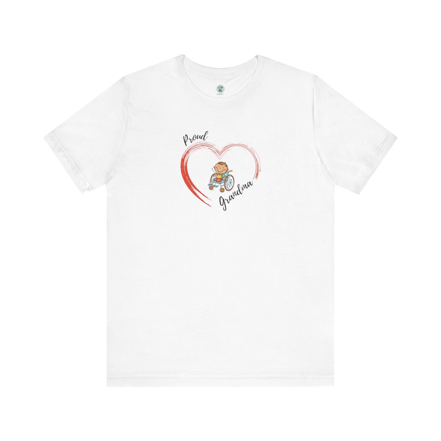 Proud Grandma - BOY on Wheelchair  Short Sleeve T-Shirt for Awareness and Celebration - 9 colors