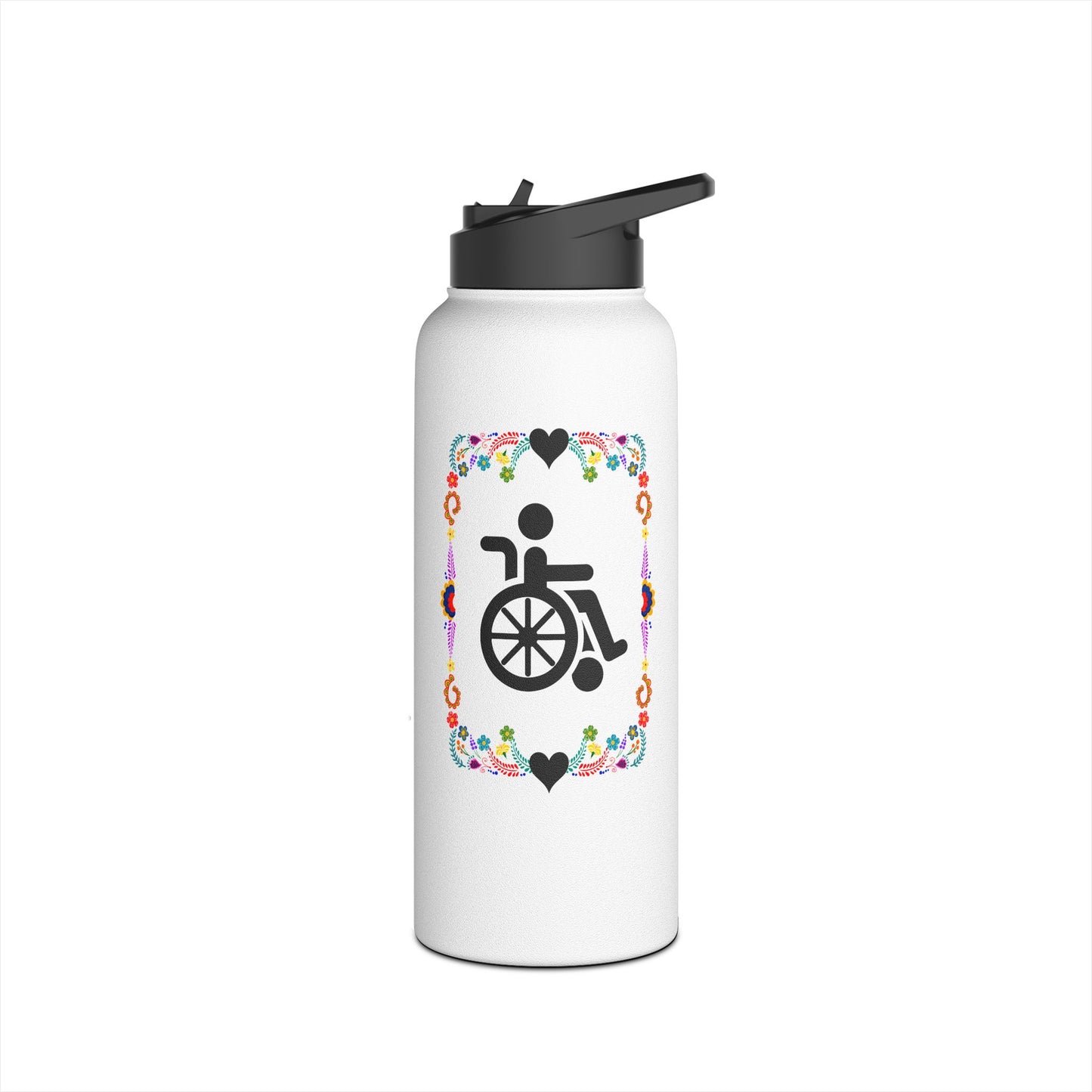 Wheelchair floral Stainless Steel Water Bottle