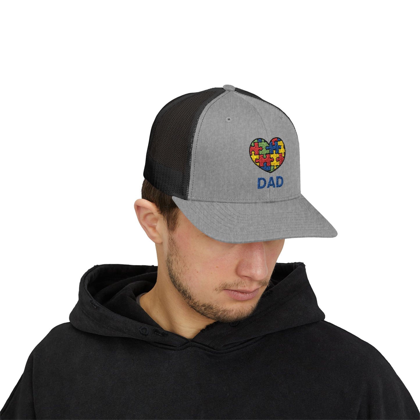 Autism DAD  Snapback Cap | Gift for Dads, Father's Day Hat, Supportive Headwear, Autism Awareness Cap, Casual Everyday Wear - 7 colors