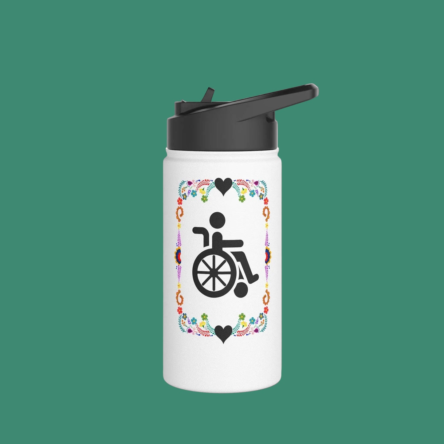 Wheelchair floral Stainless Steel Water Bottle