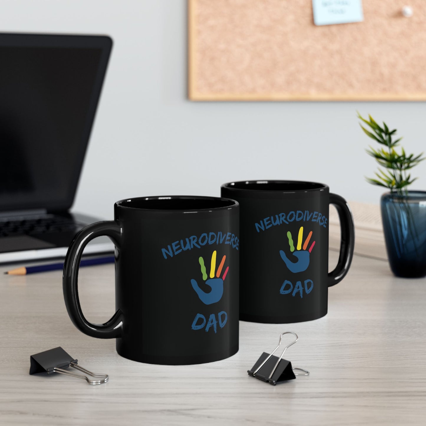 Neurodiverse Dad Black Mug - Perfect Gift for Dads, Autism Awareness, Coffee Lover, Unique Present, 11oz & 15oz